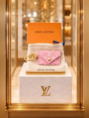 Pink Key/Card Holder Luxury Mini Monogram Logo Full Inclusion W/Box & Dustbag